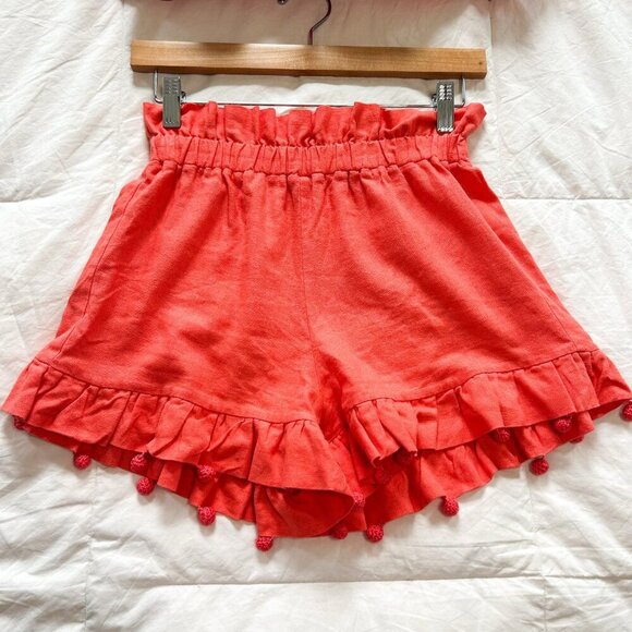 NWOT Waimari Coral 100% Linen Ruffle 2-Piece Set Top & Shorts Vacation Wear XS/S - Picture 3 of 8